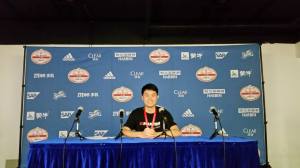At the NBA Global Games press conference table in Beijing.